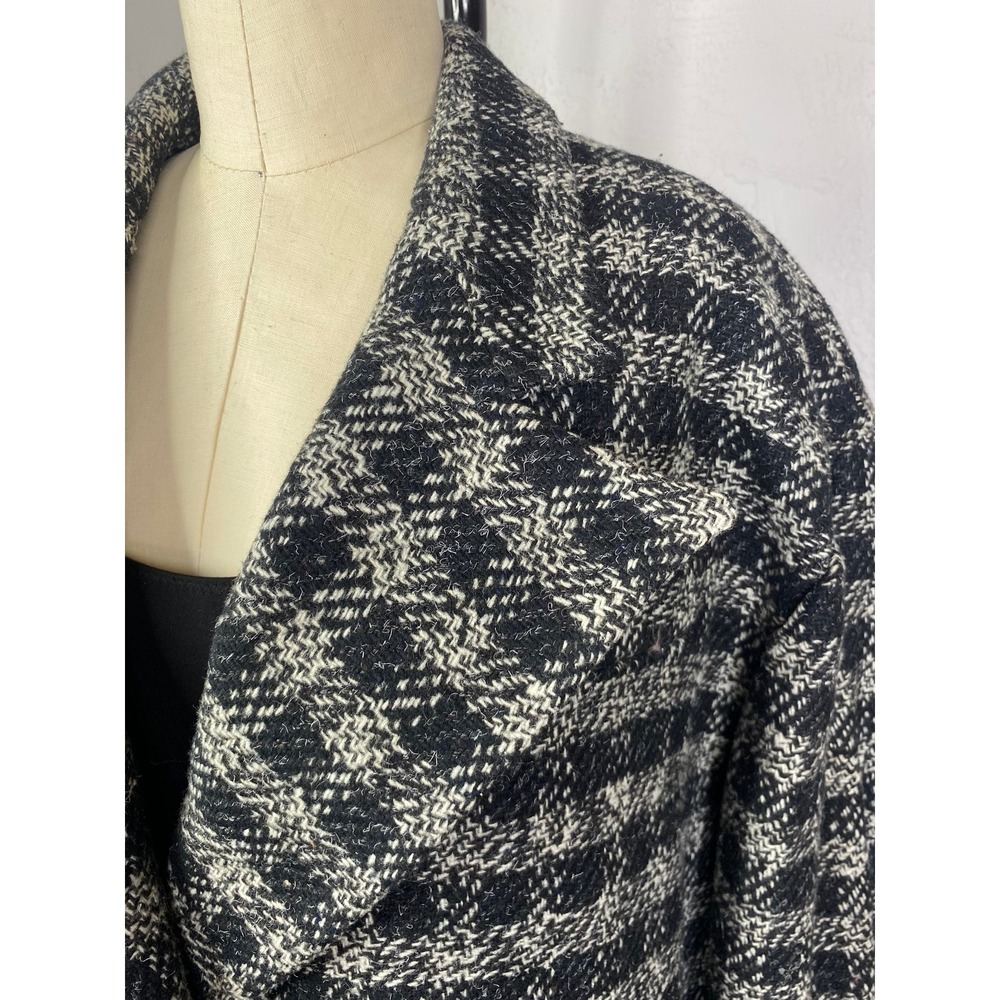 Vintage Houndstooth Double Breasted Wool Blend Trench Coat, Size 9/10 - Picture 6 of 10